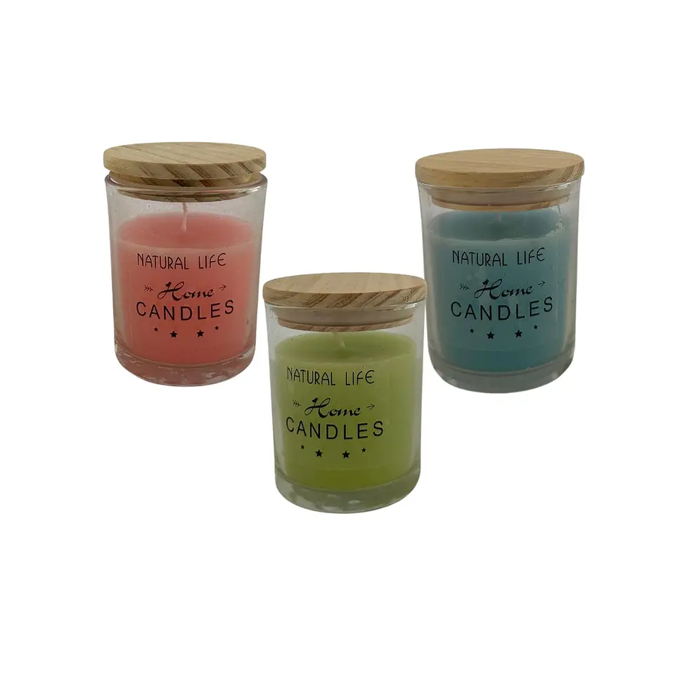 Vela Aromatica Decorativa Tapa Madera Pack De 3 Diseño A 1