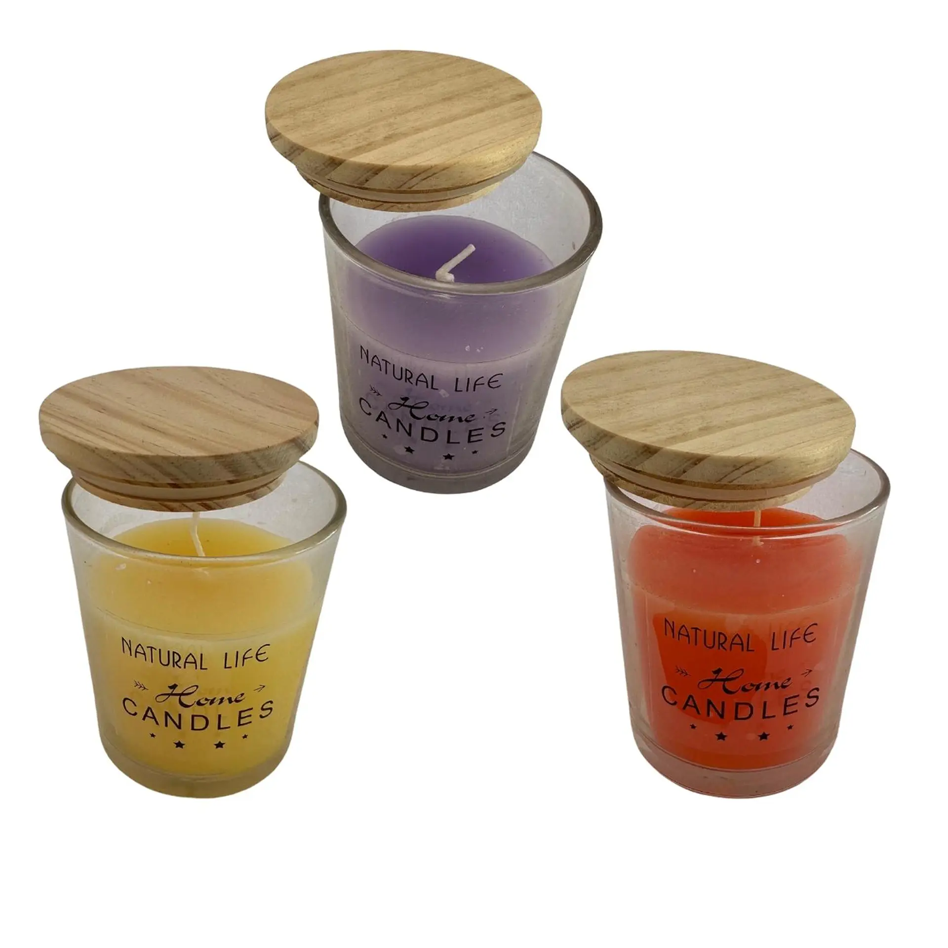 Vela Aromatica Decorativa Tapa Madera Pack De 3 Diseño B 2