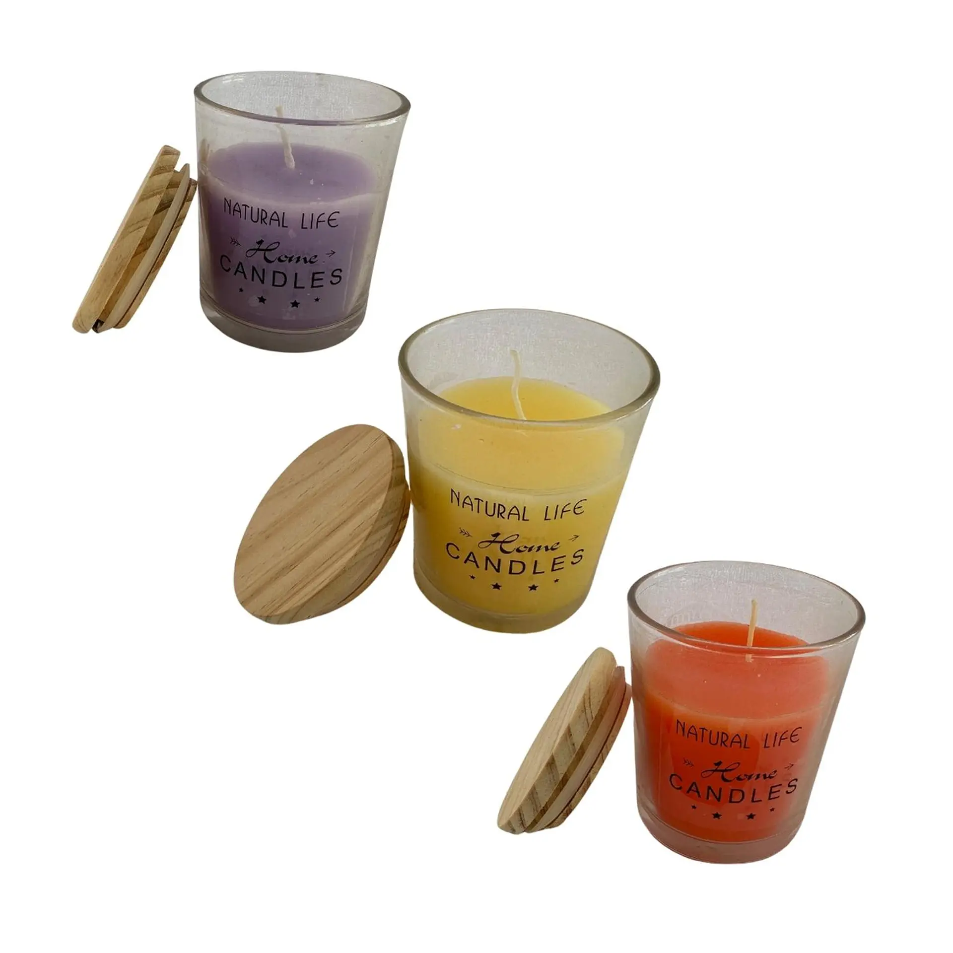 Vela Aromatica Decorativa Tapa Madera Pack De 3 Diseño B 3