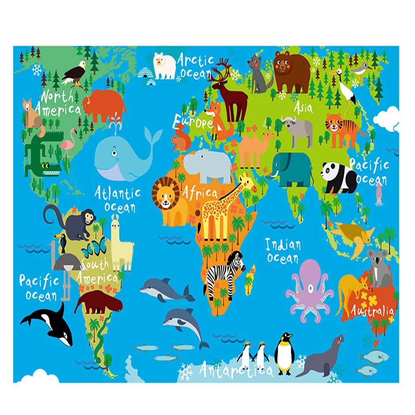 Alfombra Infantil Estampada 80x120 cm Mapa 1