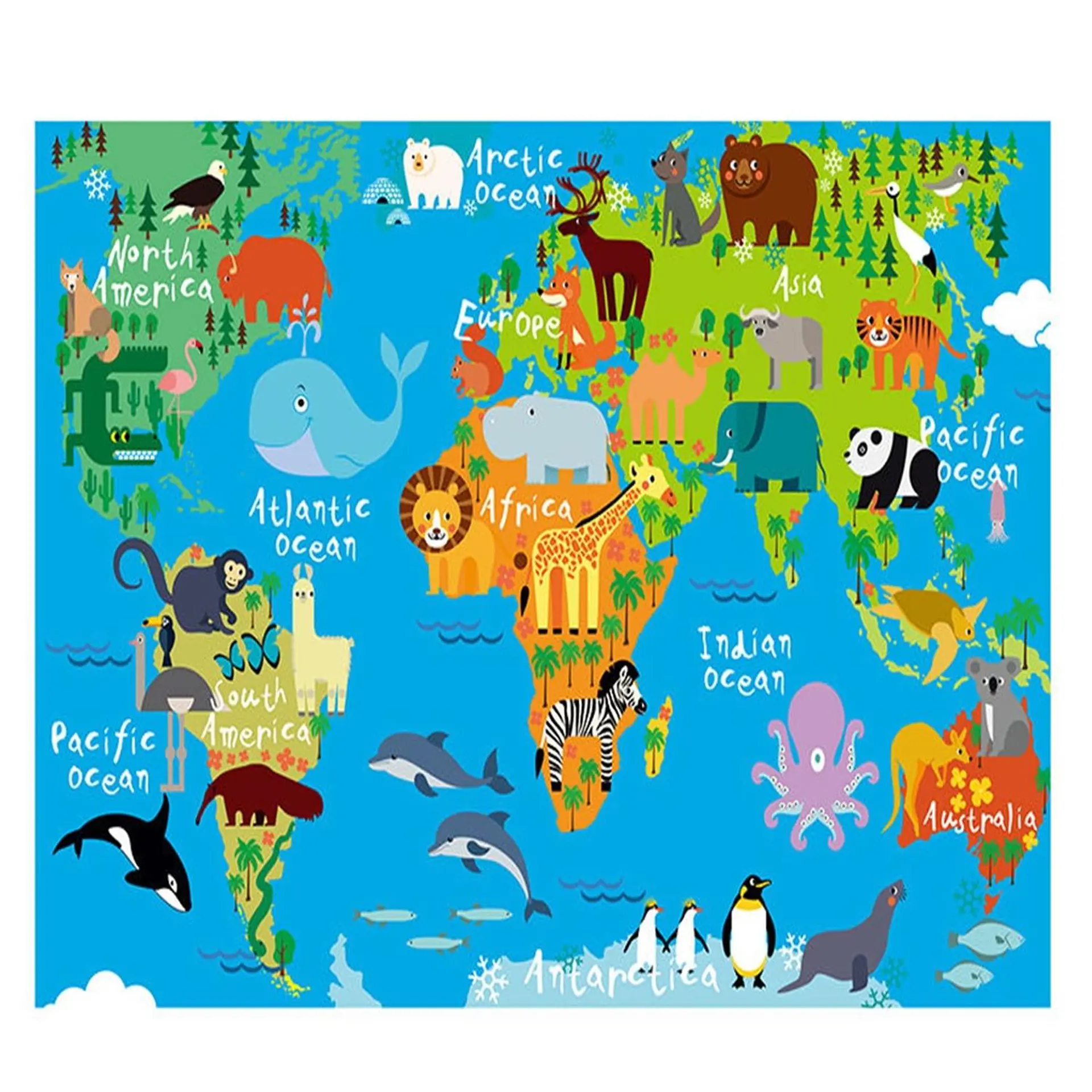 Alfombra Infantil Estampada 80x120 cm Mapa 1