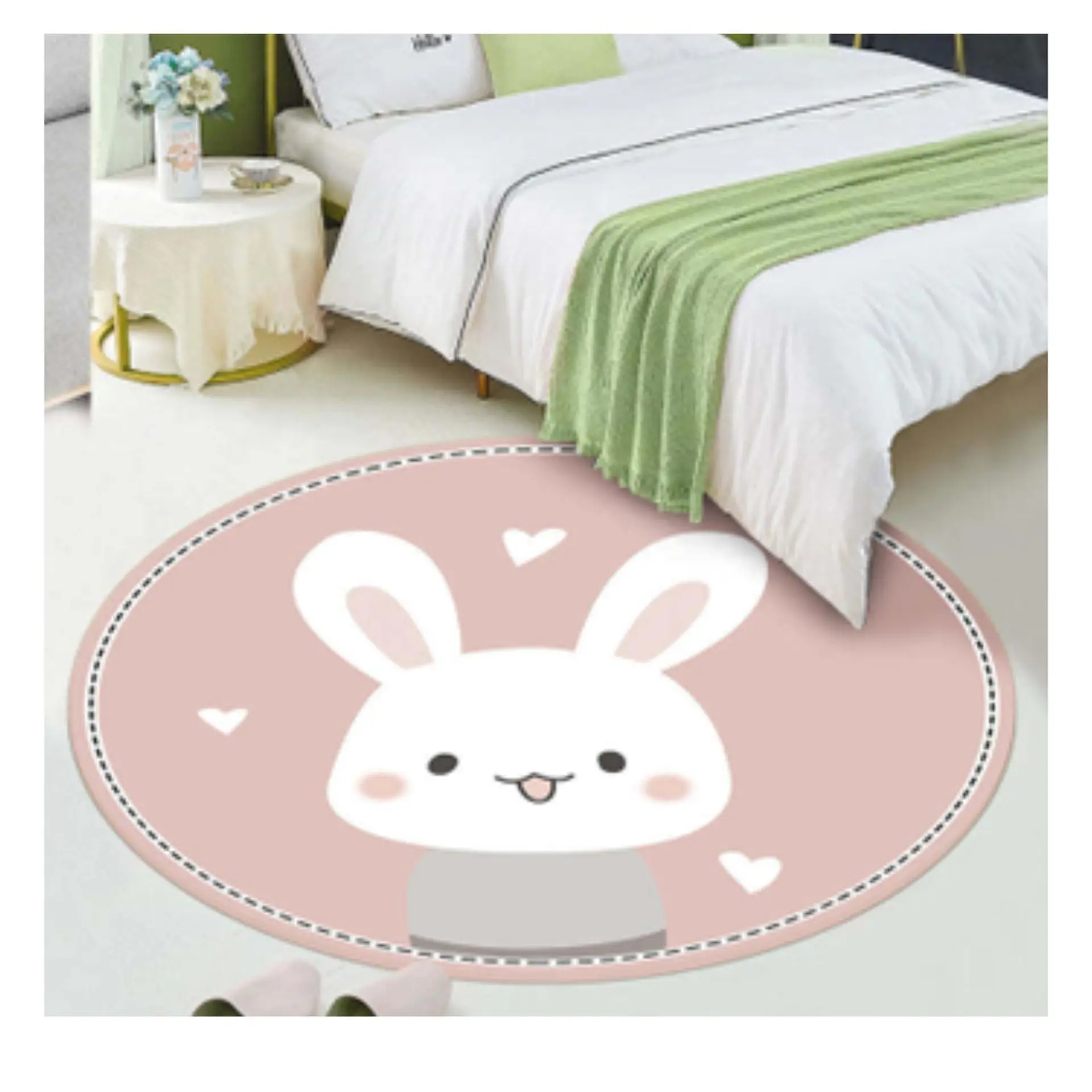 Alfombra Infantil Redonda Estampada 110 cm Conejito 1