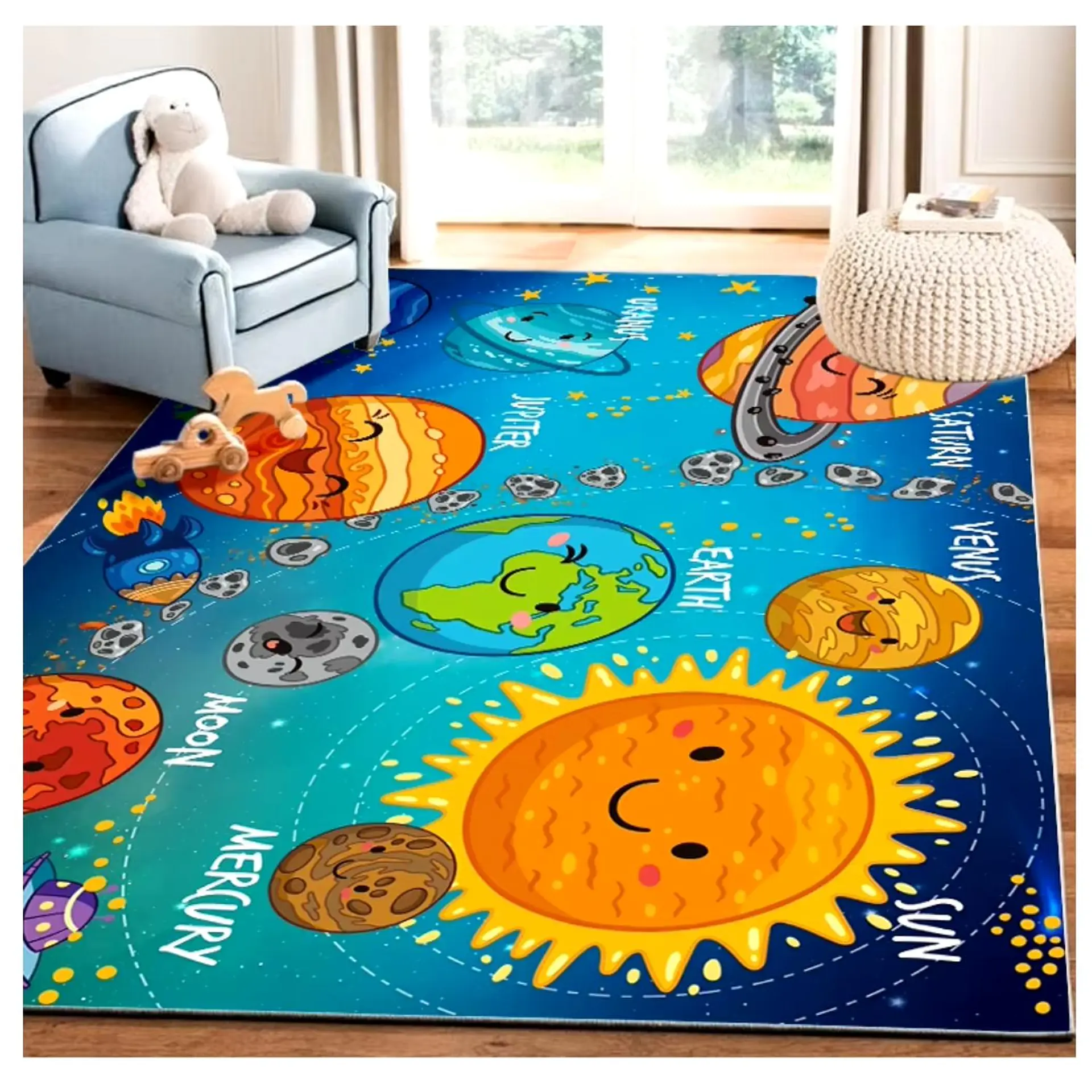 Alfombra Infantil Estampada 80x120 cm Planetas 1