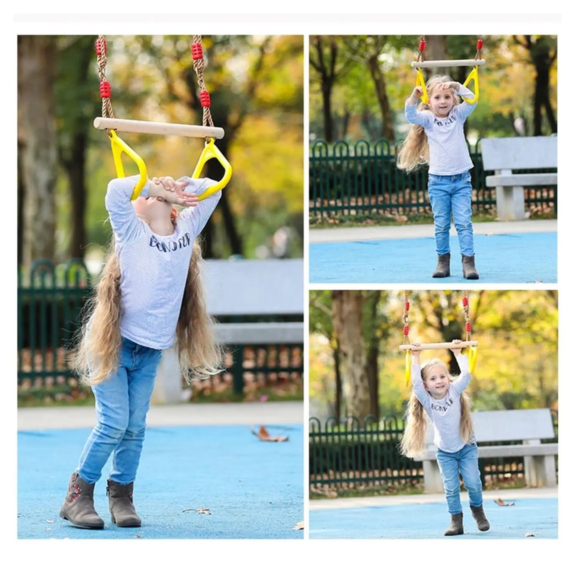 Columpio Barra Trapecio Con Anillos Gimnasio 4