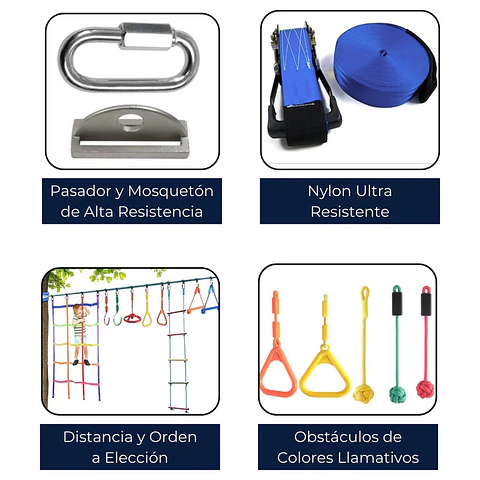 Juego Ninja Warrior 8 Obstaculos Carrera Slackline