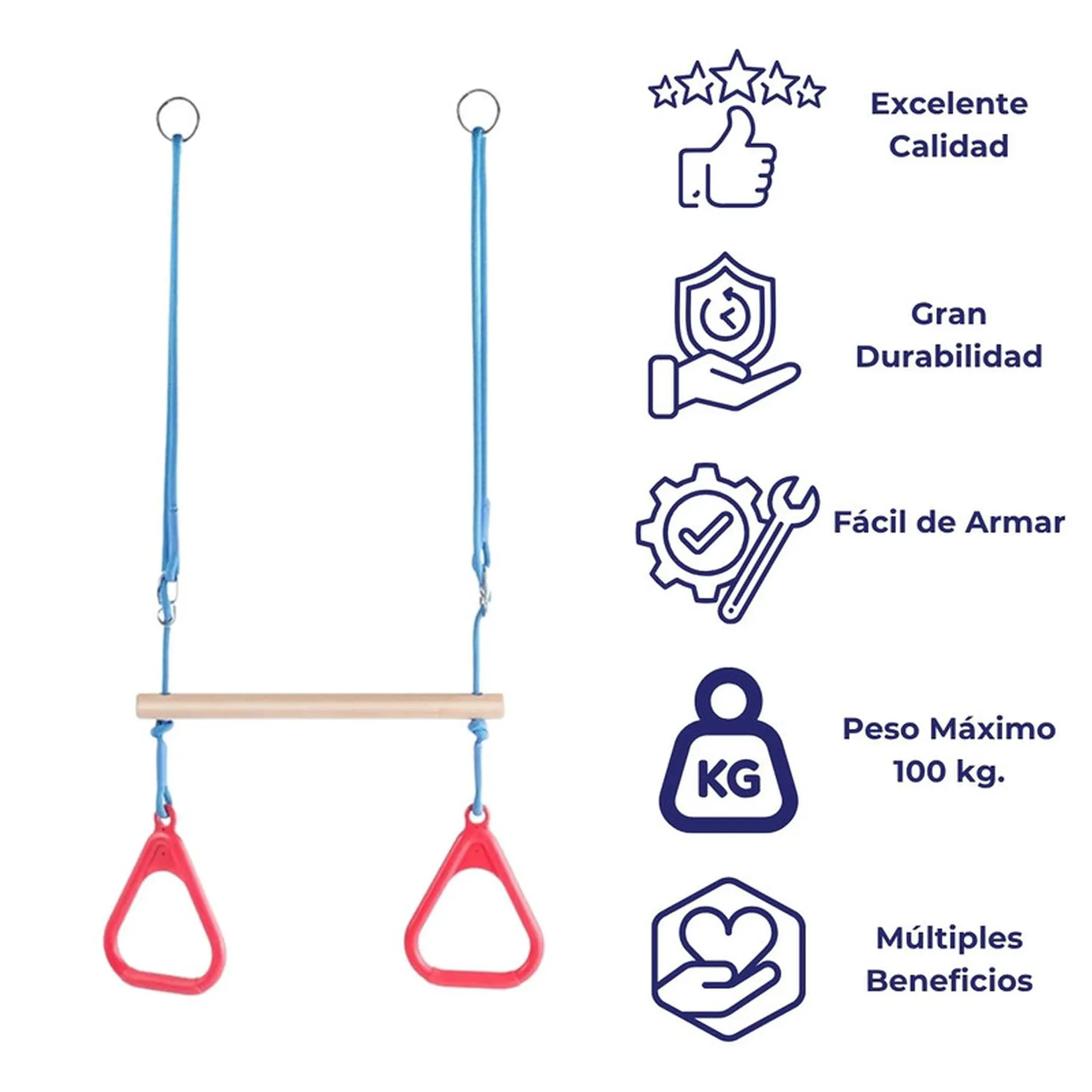 Columpio Barra Trapecio Con Anillos Gimnasio 6