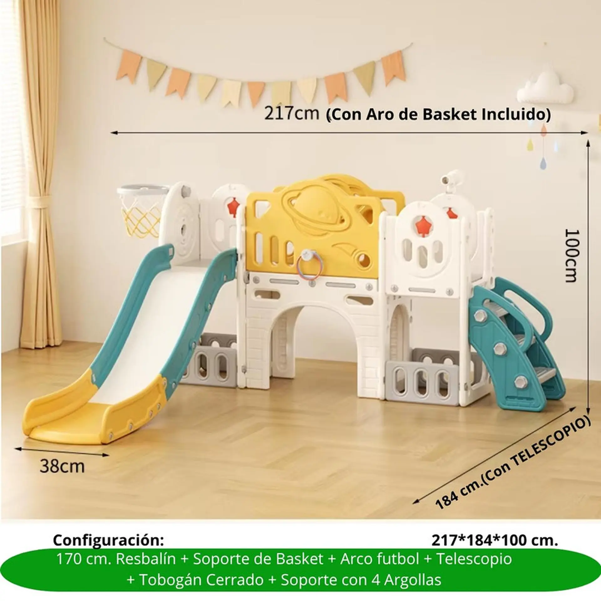 Juego Resbalin Tobogan Aro Basket Telescopio Rocket 3