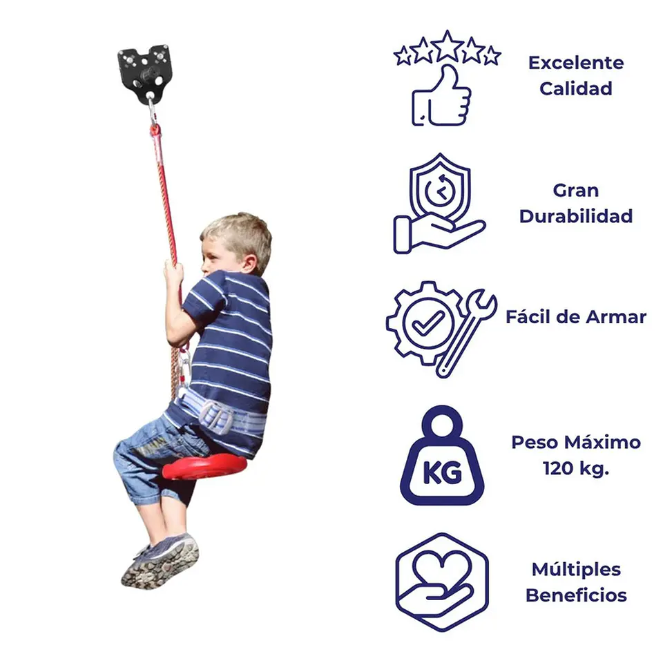 Tirolesa 30m Con Freno Juego Zipline Kit Tirolina Canopy 7