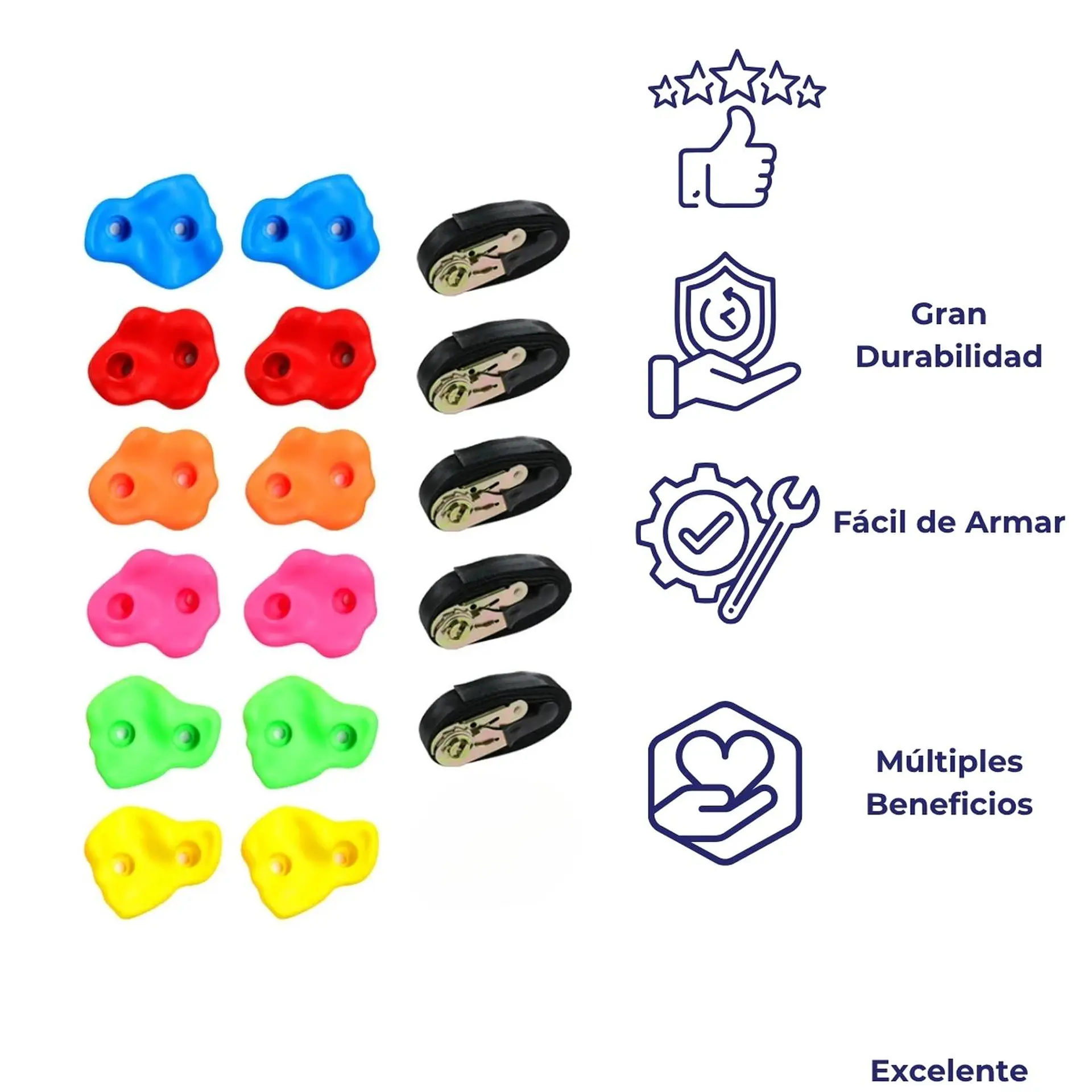 Juego Escalada 12 Piedras De Resina Con 5 Cinturones 2