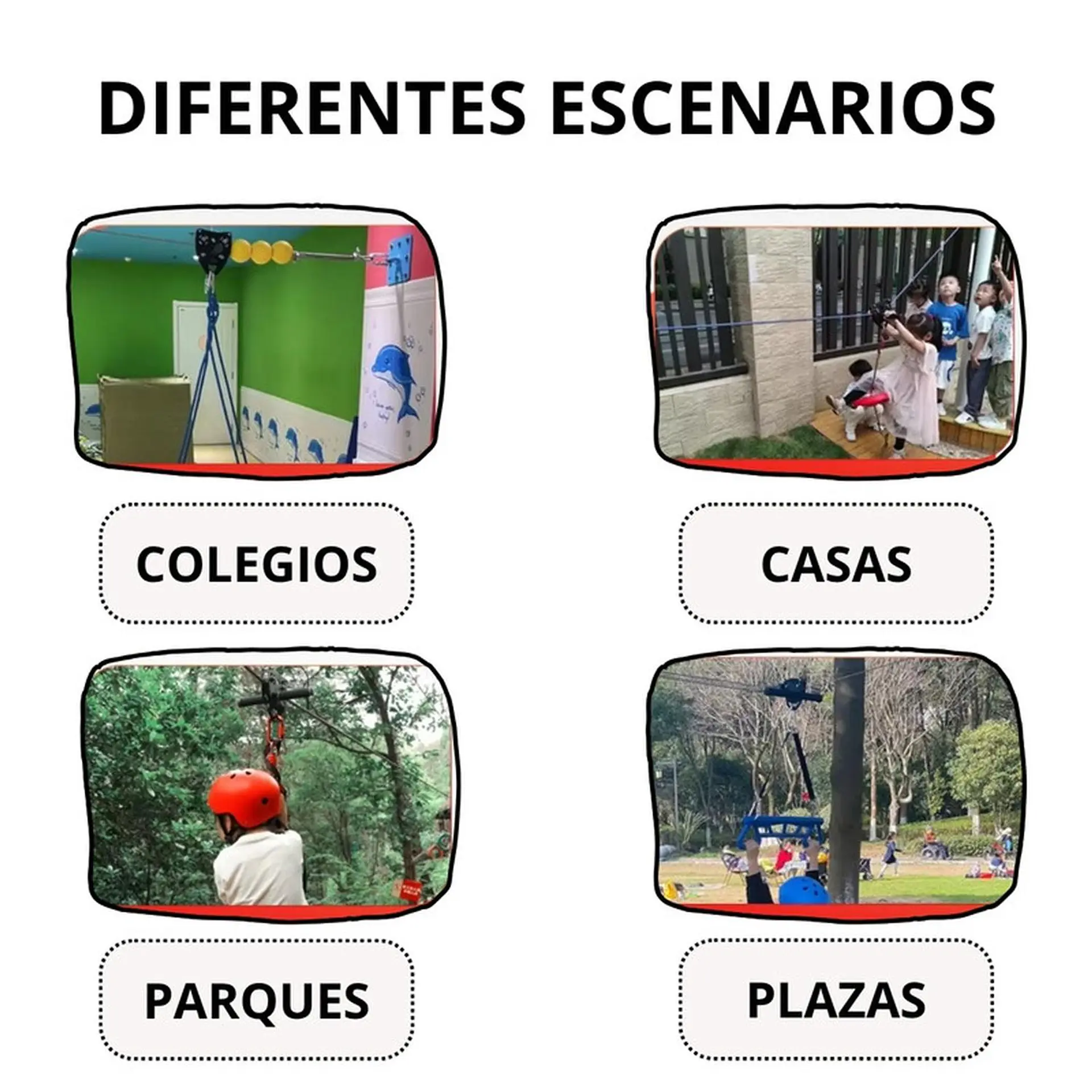 Tirolesa 30m Con Freno Juego Zipline Kit Tirolina Canopy 4