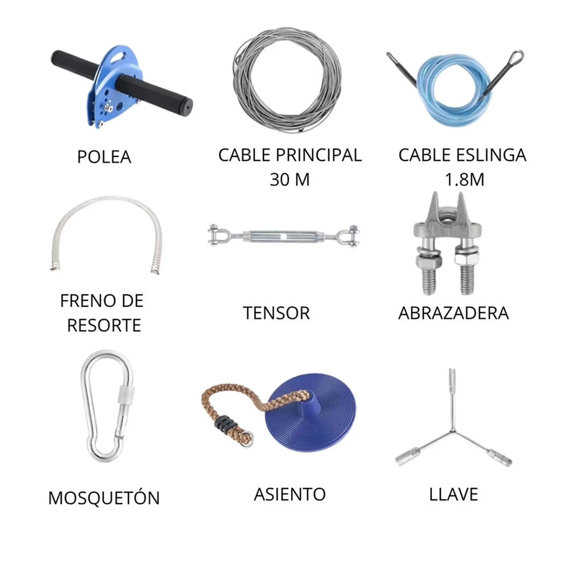 Tirolesa 30m Con Freno Juego Zipline Kit Tirolina Canopy 13