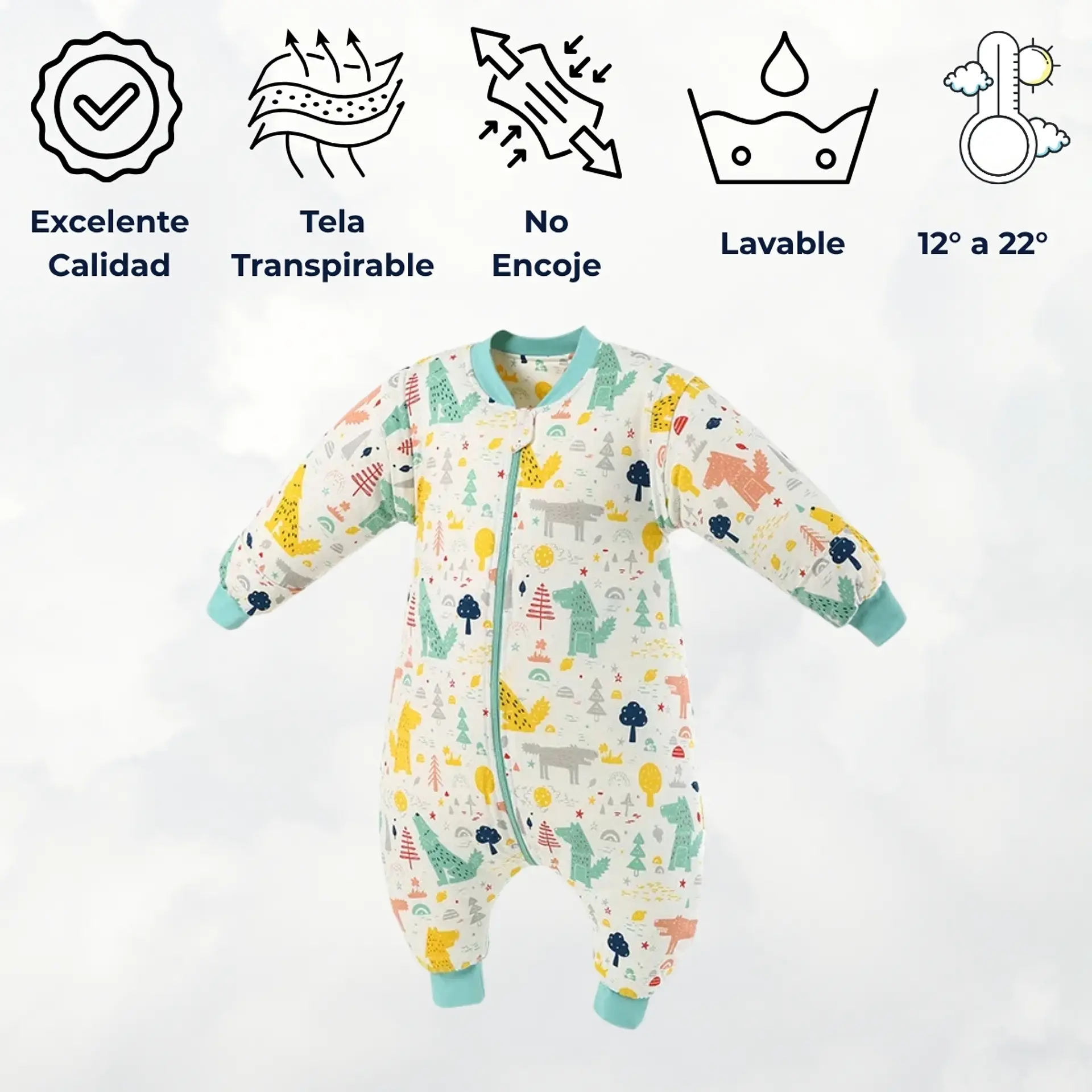Saquito De Dormir Bebe Pijama Con Pie Tog 1.5 Saco Dormir 7