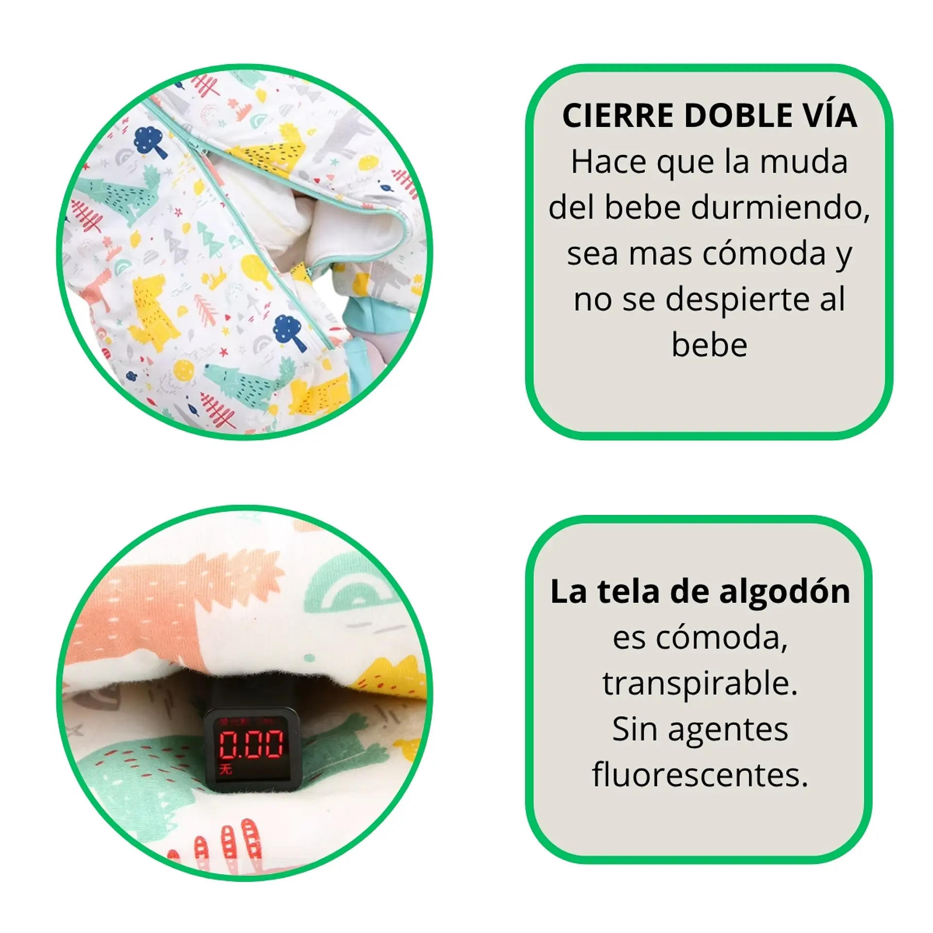 Saquito De Dormir Bebe Pijama Con Pie Tog 1.5 Saco Dormir 8