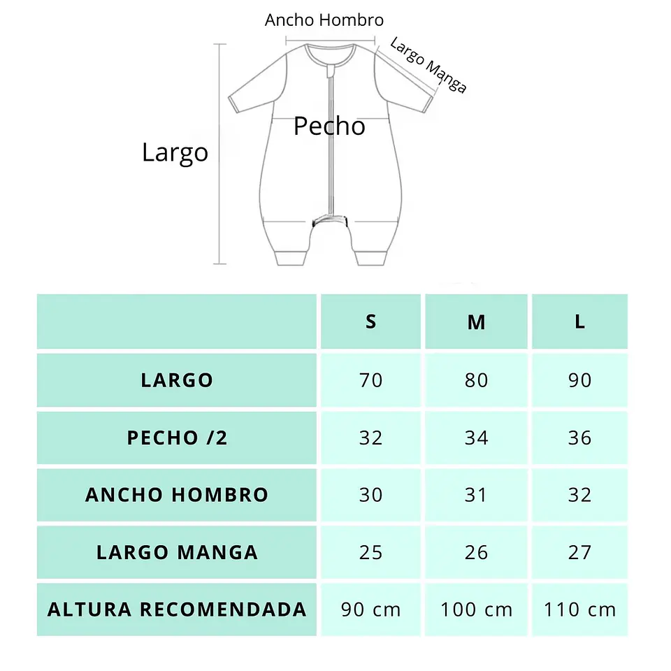 Saquito De Dormir Pijama Bebe Tog 1.5 Con Pie y Brazos 3