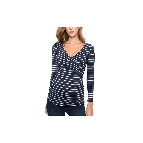 Polera Lactancia Maternidad Manga Larga Rosi Azul Marino