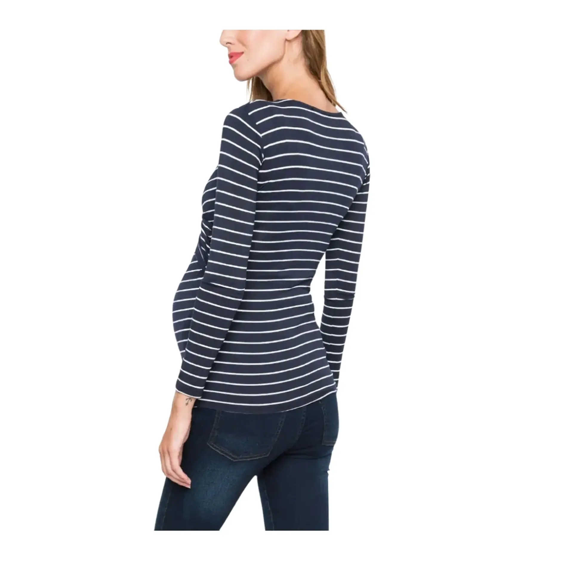 Polera Lactancia Maternidad Manga Larga Rosi Azul Marino 2