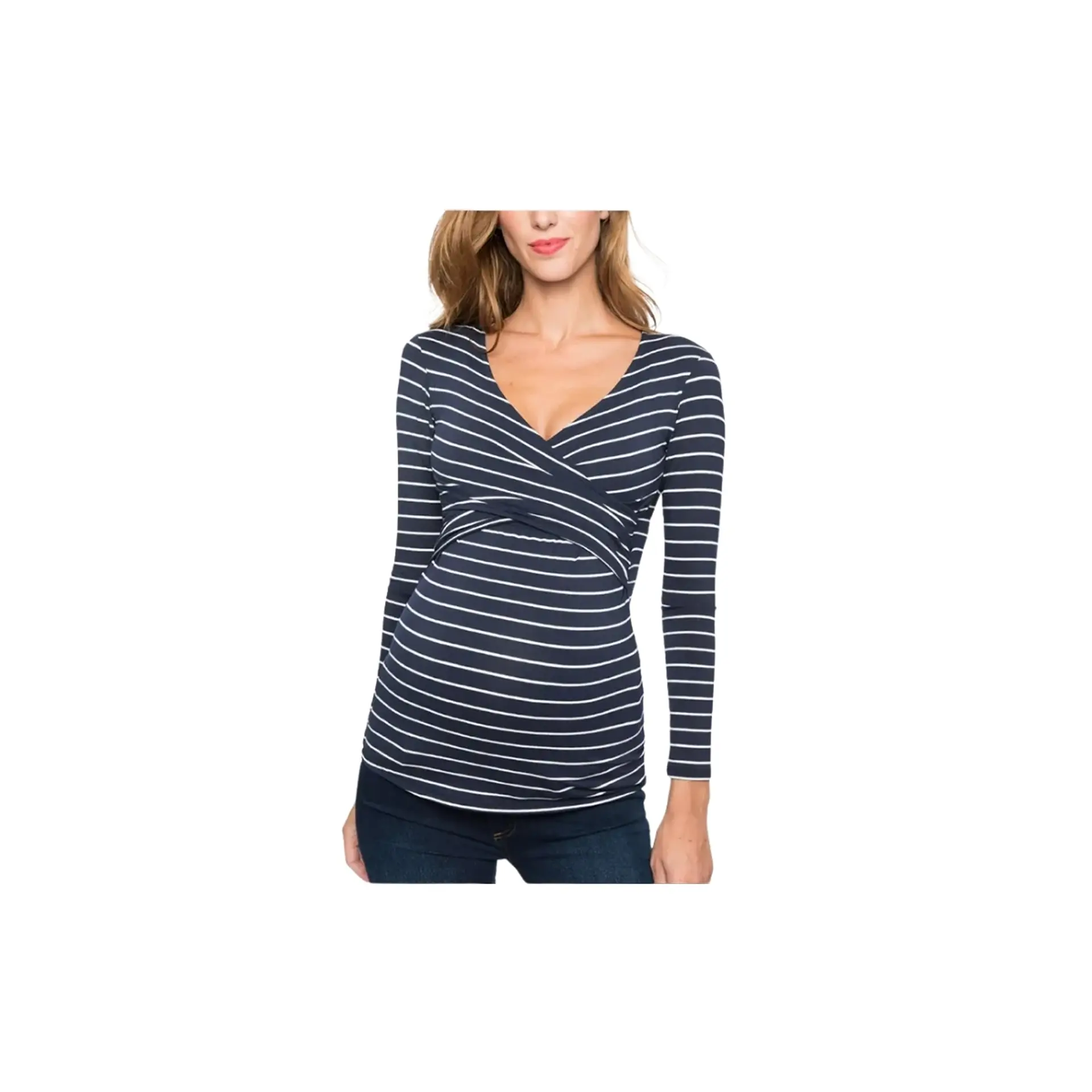 Polera Lactancia Maternidad Manga Larga Rosi Azul Marino 3