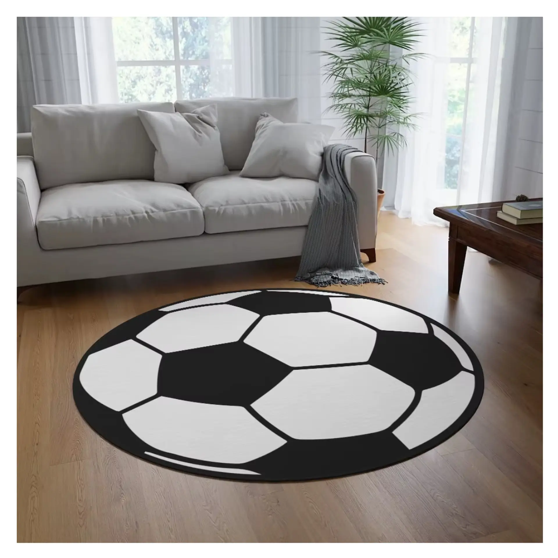 Alfombra Infantil Redonda Estampada 110 cm Futbol 1