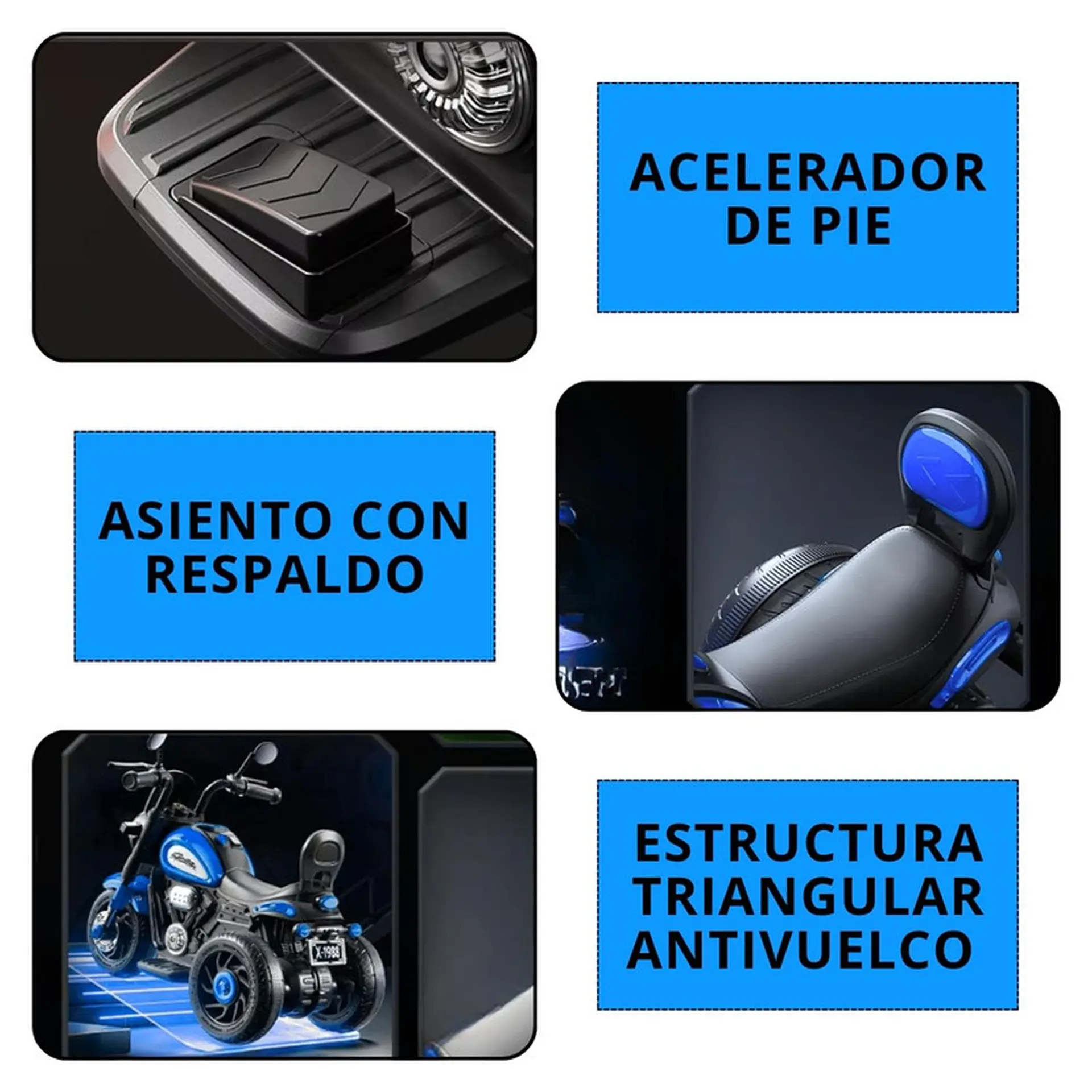 Moto Batería Eléctrico Infantil Lynx Azul Juguete  3