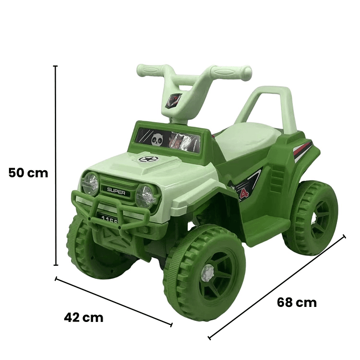 Moto Electrica Bateria Jeep Niño Luz + Sonido 1166 Verde 2
