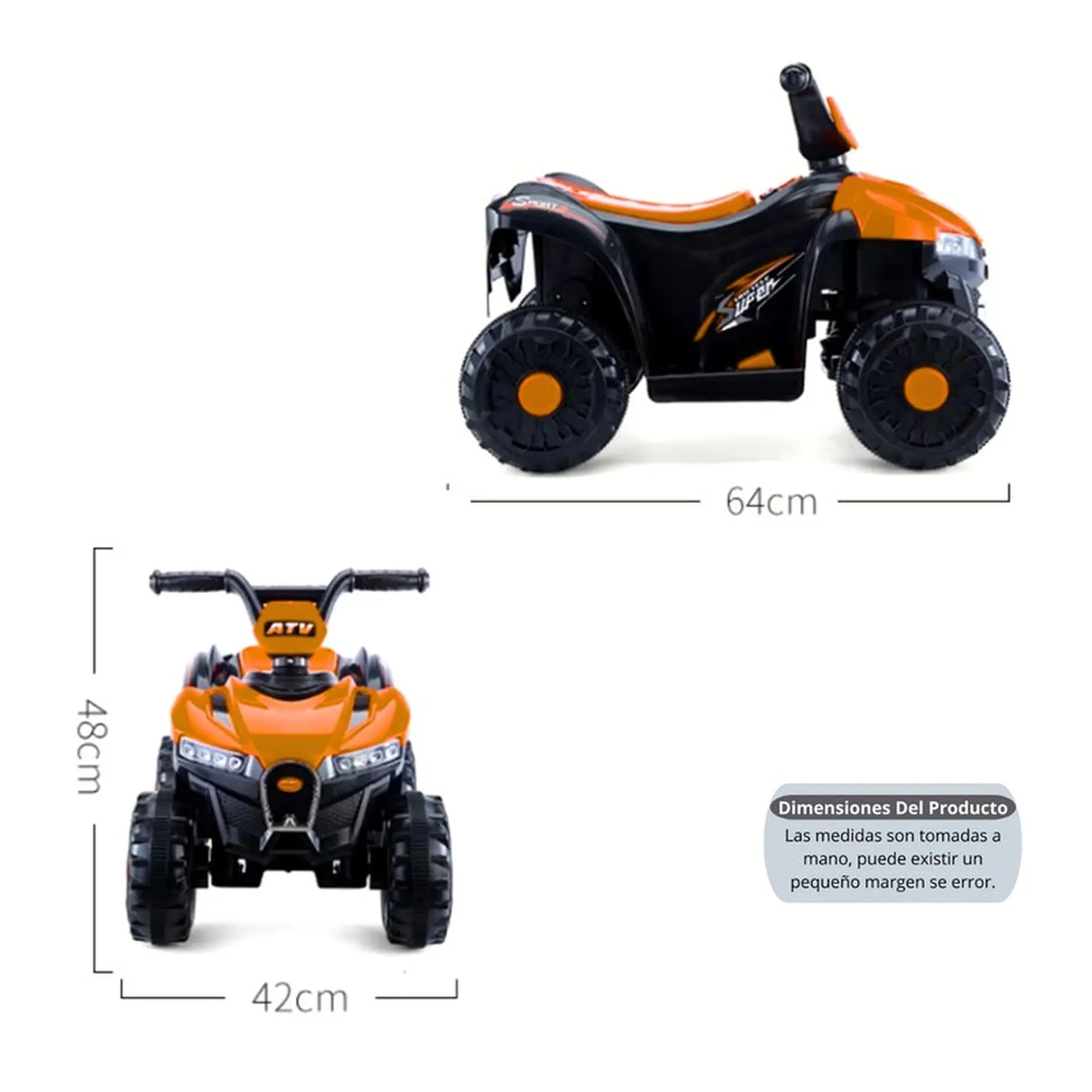Moto Batería Eléctrico Infantil Terra Naranja Juguete  4