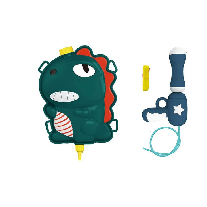 Pistola De Agua Con Mochila Dinosaurio Negro Lanza Agua 1