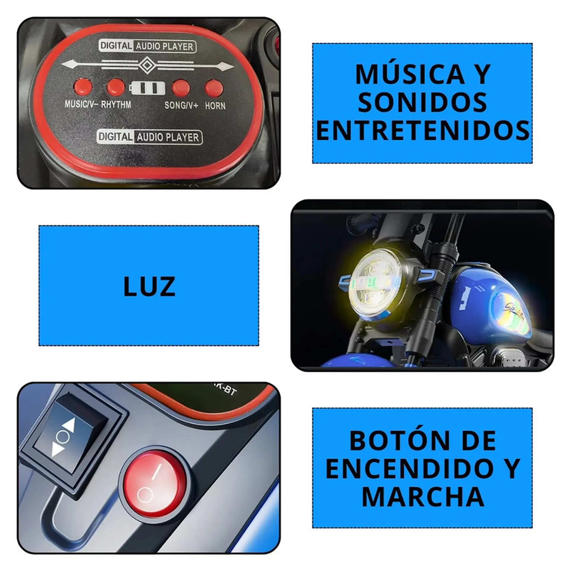 Moto Batería Eléctrico Infantil Lynx Azul Juguete  4