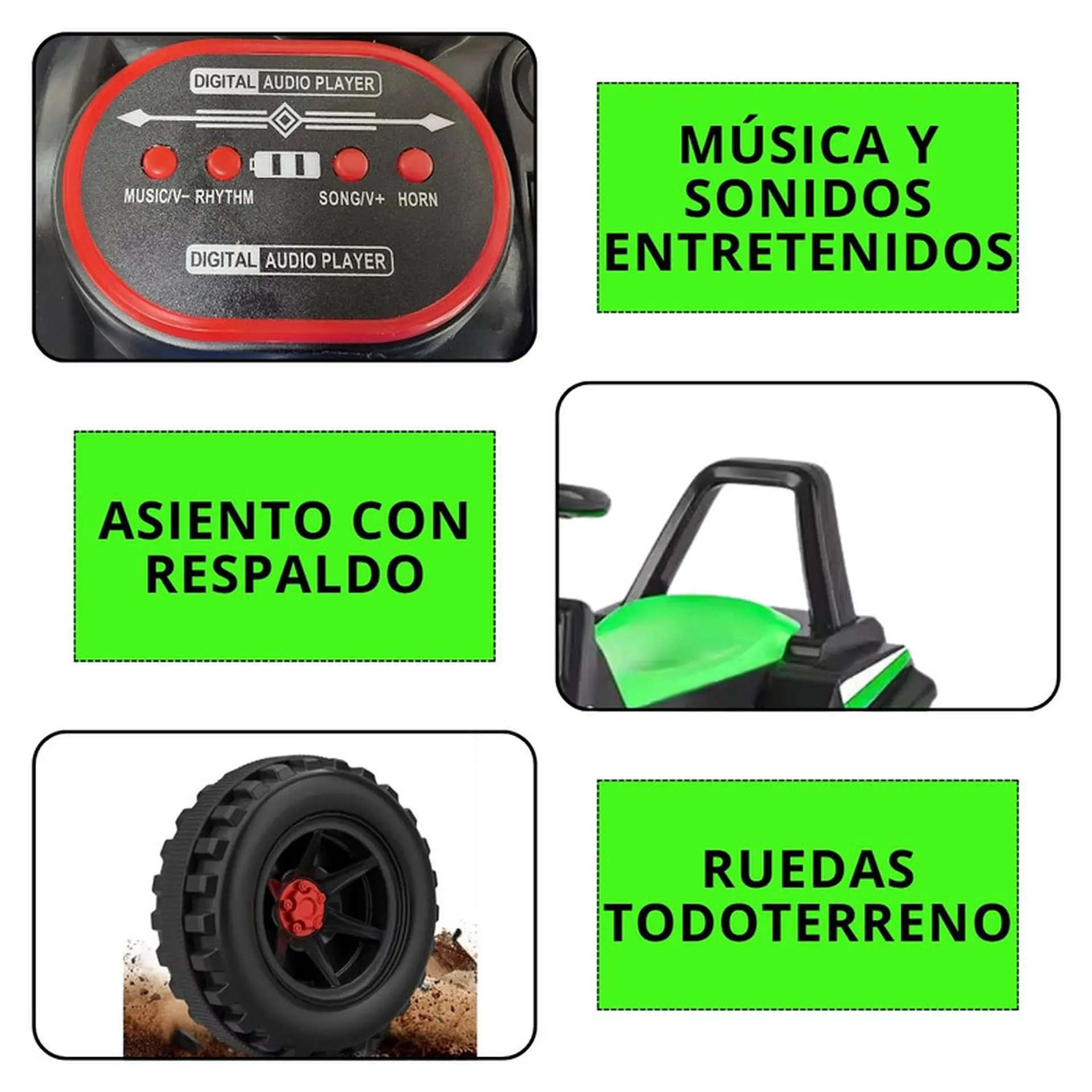 Moto Batería Eléctrico Infantil Rock Blanca Juguete  3