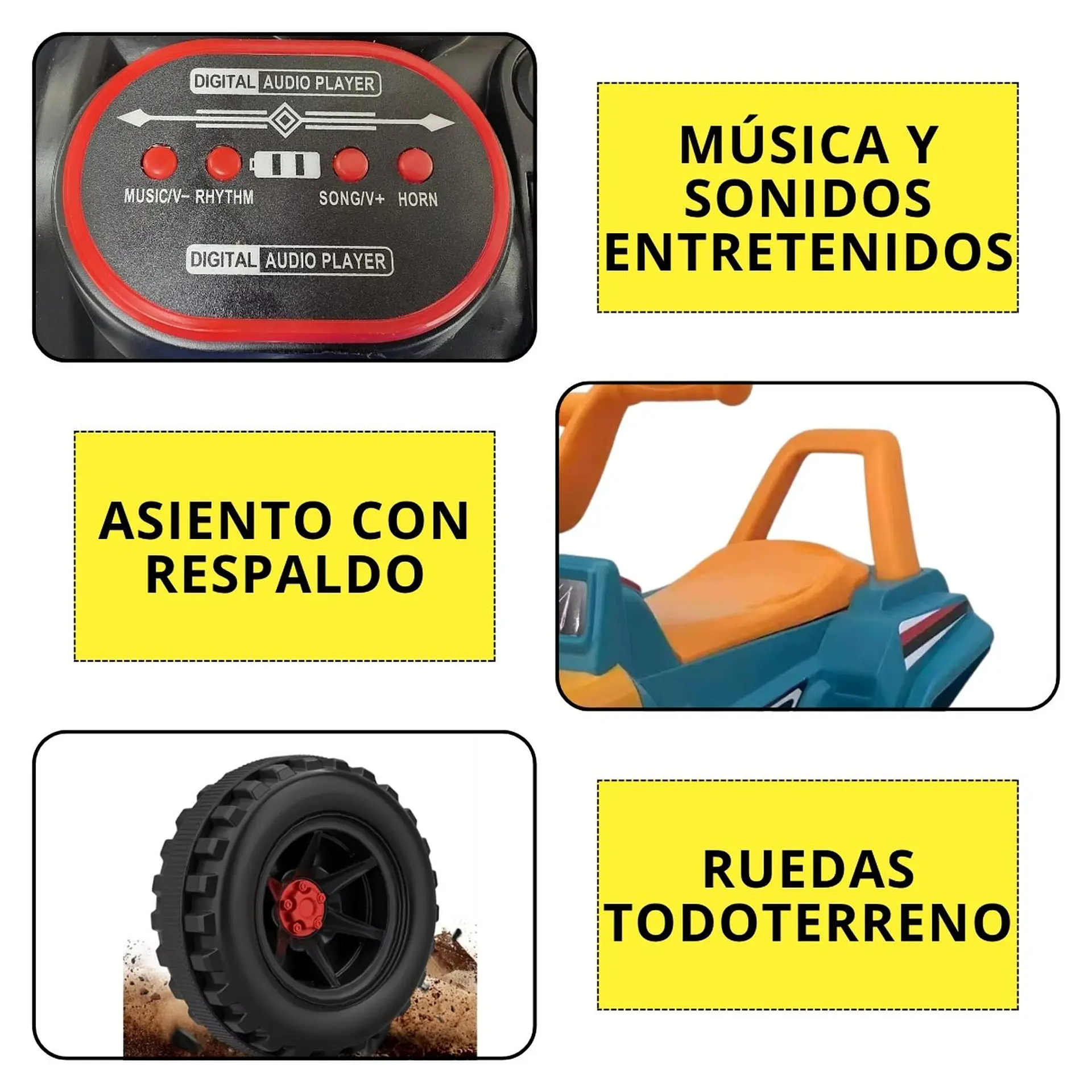 Moto Batería Eléctrico Infantil Rock Naranja Juguete  3