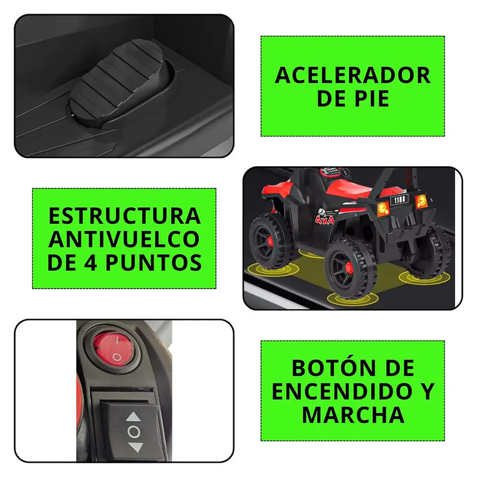 Moto Batería Eléctrico Infantil Rock Blanca Juguete  4