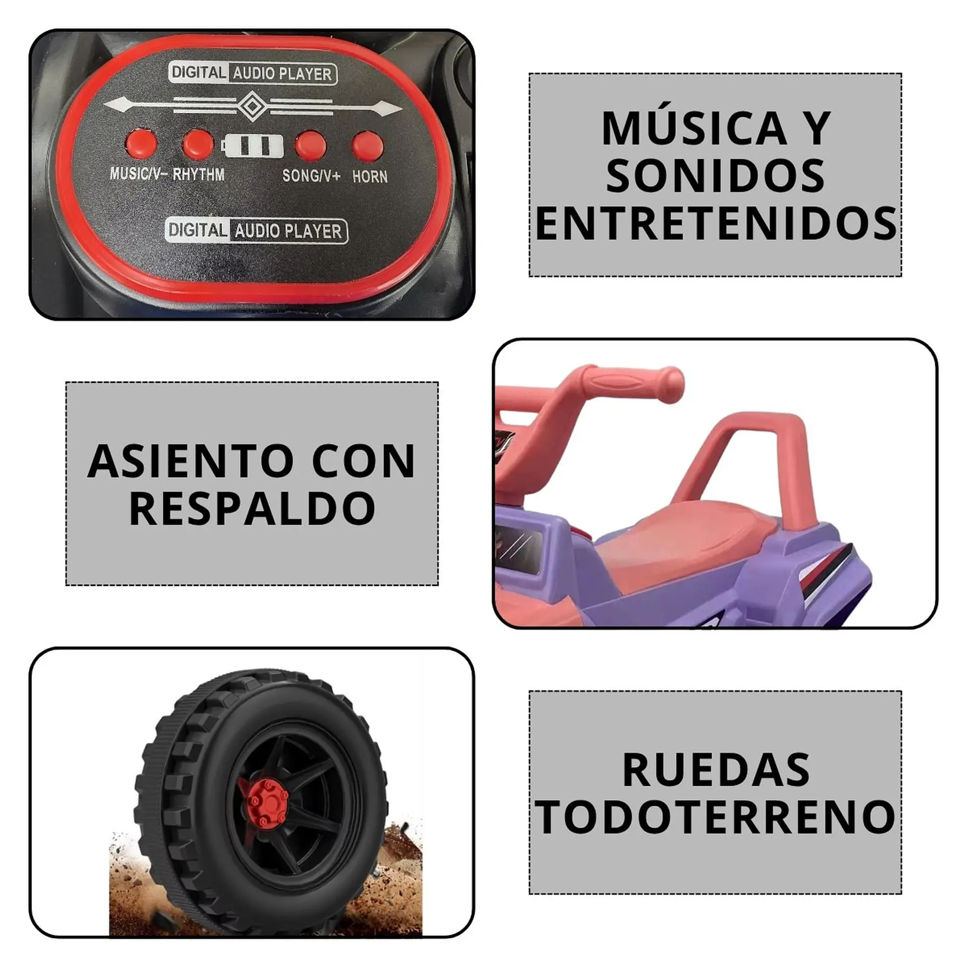 Moto Batería Eléctrico Infantil Rock Rosa Juguete  3