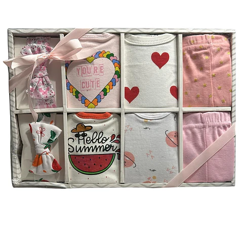 Set Bebe Ajuar Recien Nacido En Caja Regalo 8 Piezas Niñ
