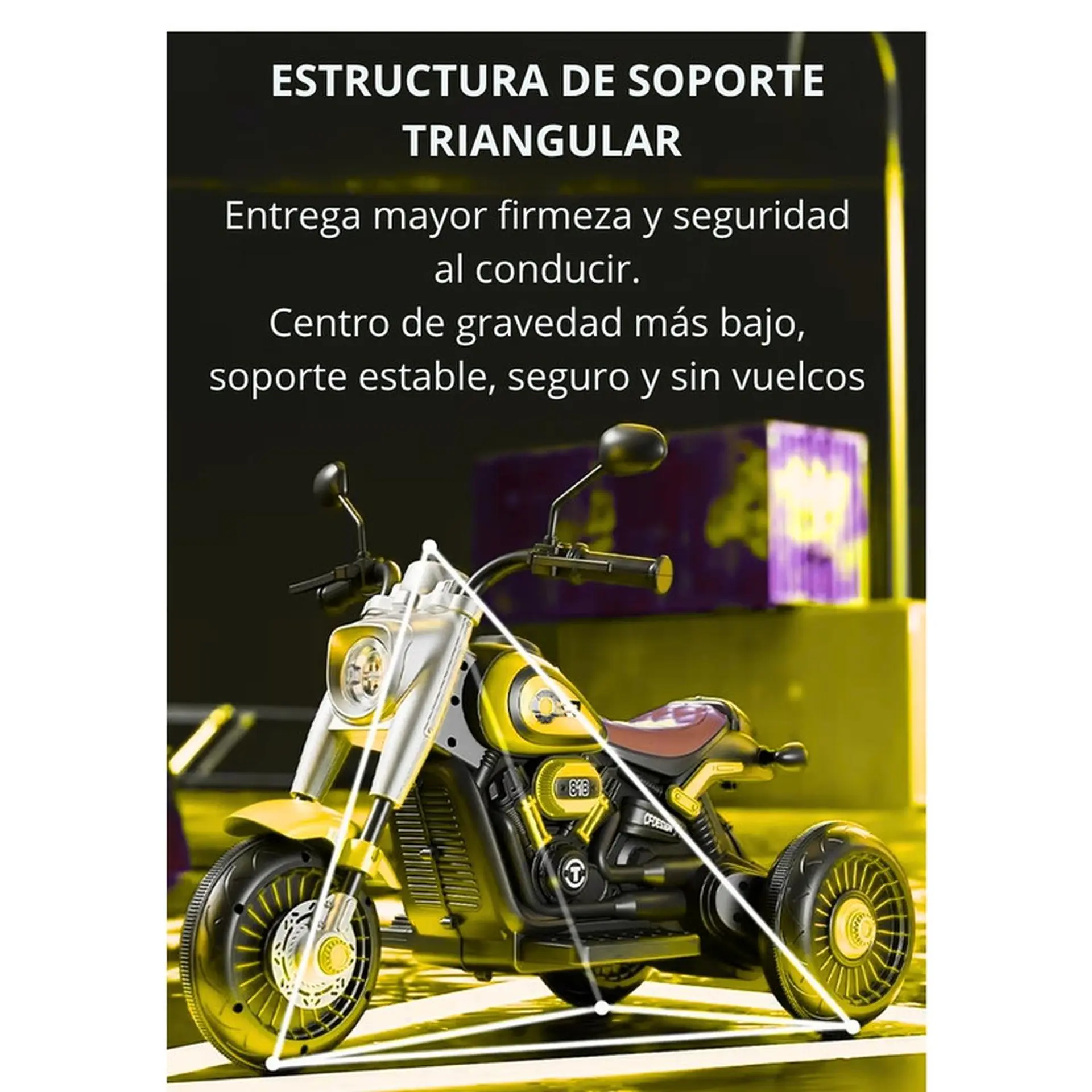 Moto Batería Eléctrico Infantil Neo Amarilla Juguete  6