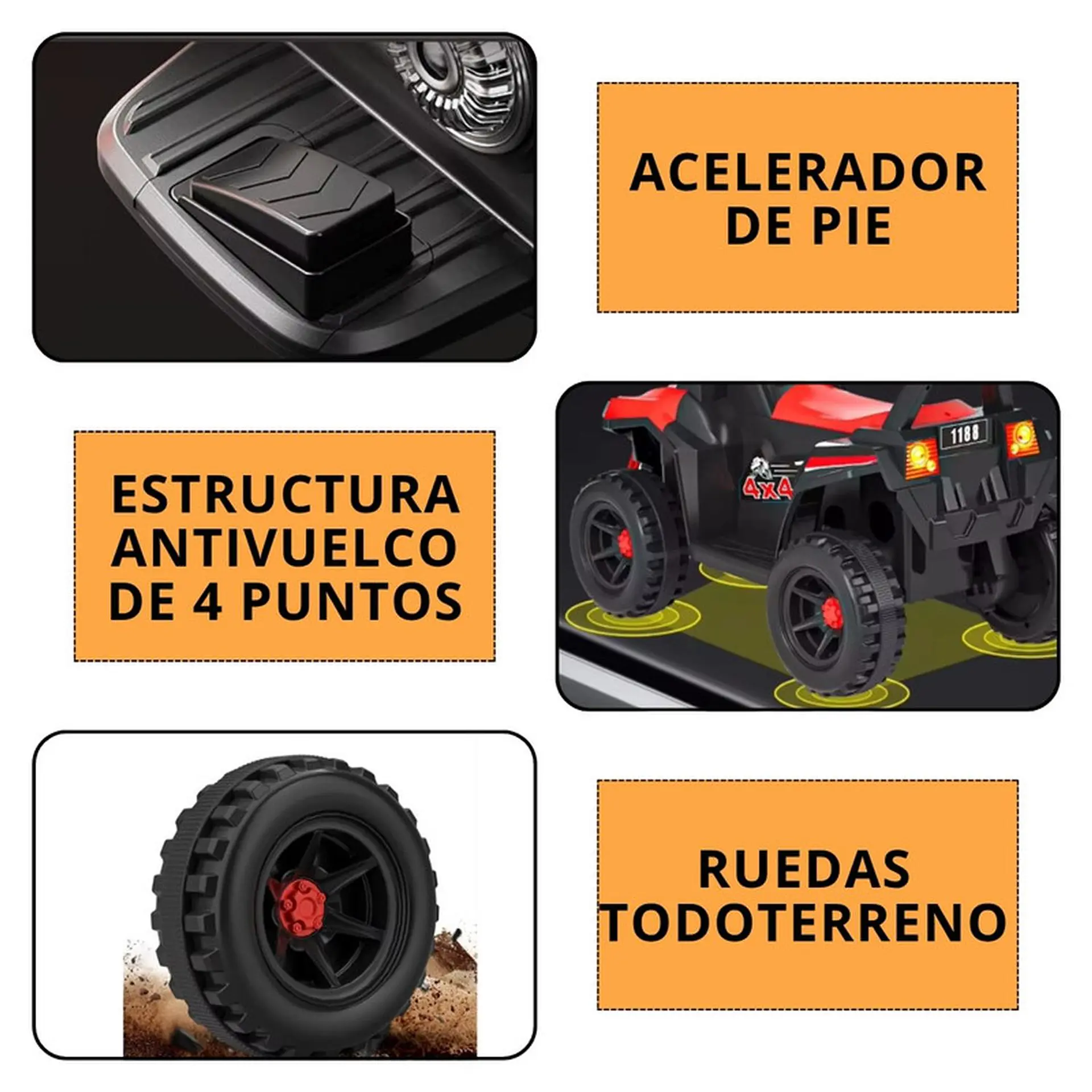 Moto Batería Eléctrico Infantil Terra Naranja Juguete  5
