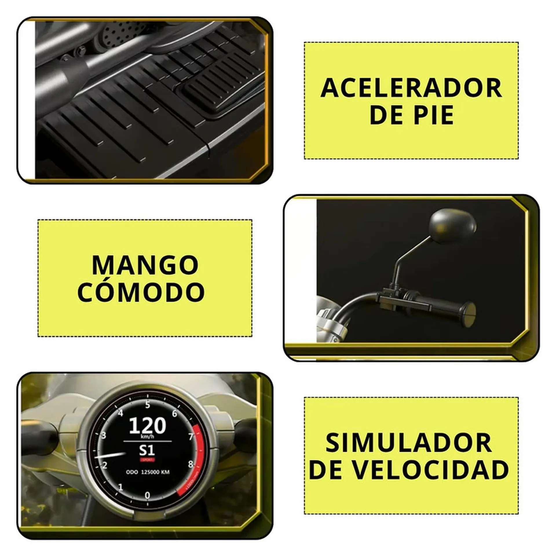 Moto Batería Eléctrico Infantil Neo Amarilla Juguete  7