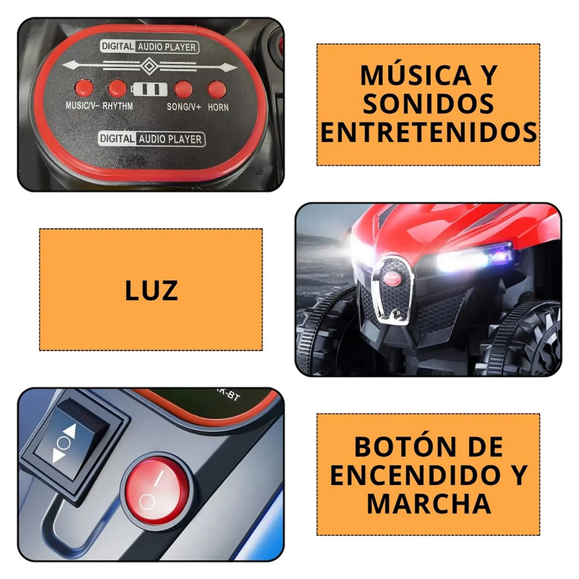 Moto Batería Eléctrico Infantil Terra Naranja Juguete  6