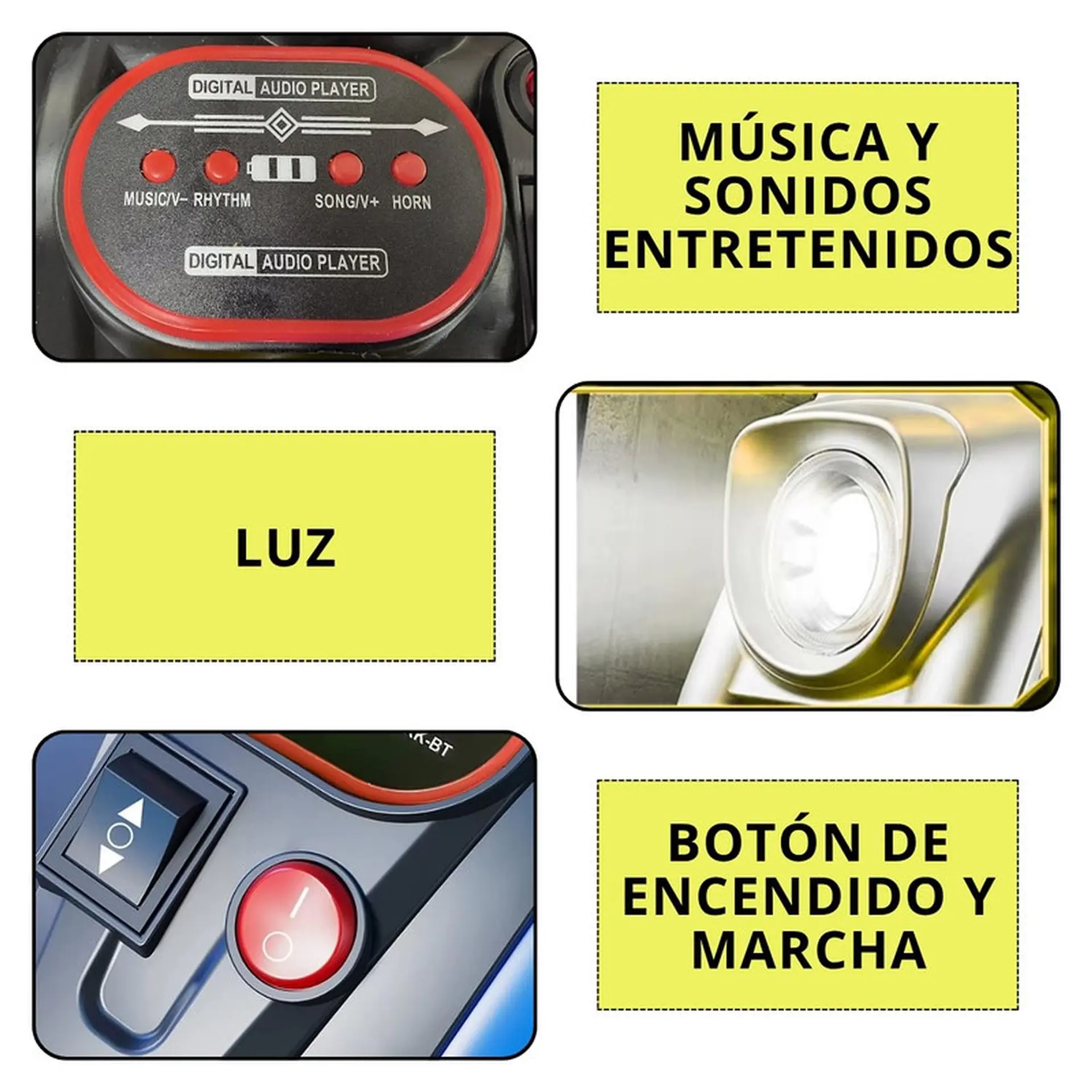 Moto Batería Eléctrico Infantil Neo Amarilla Juguete  8