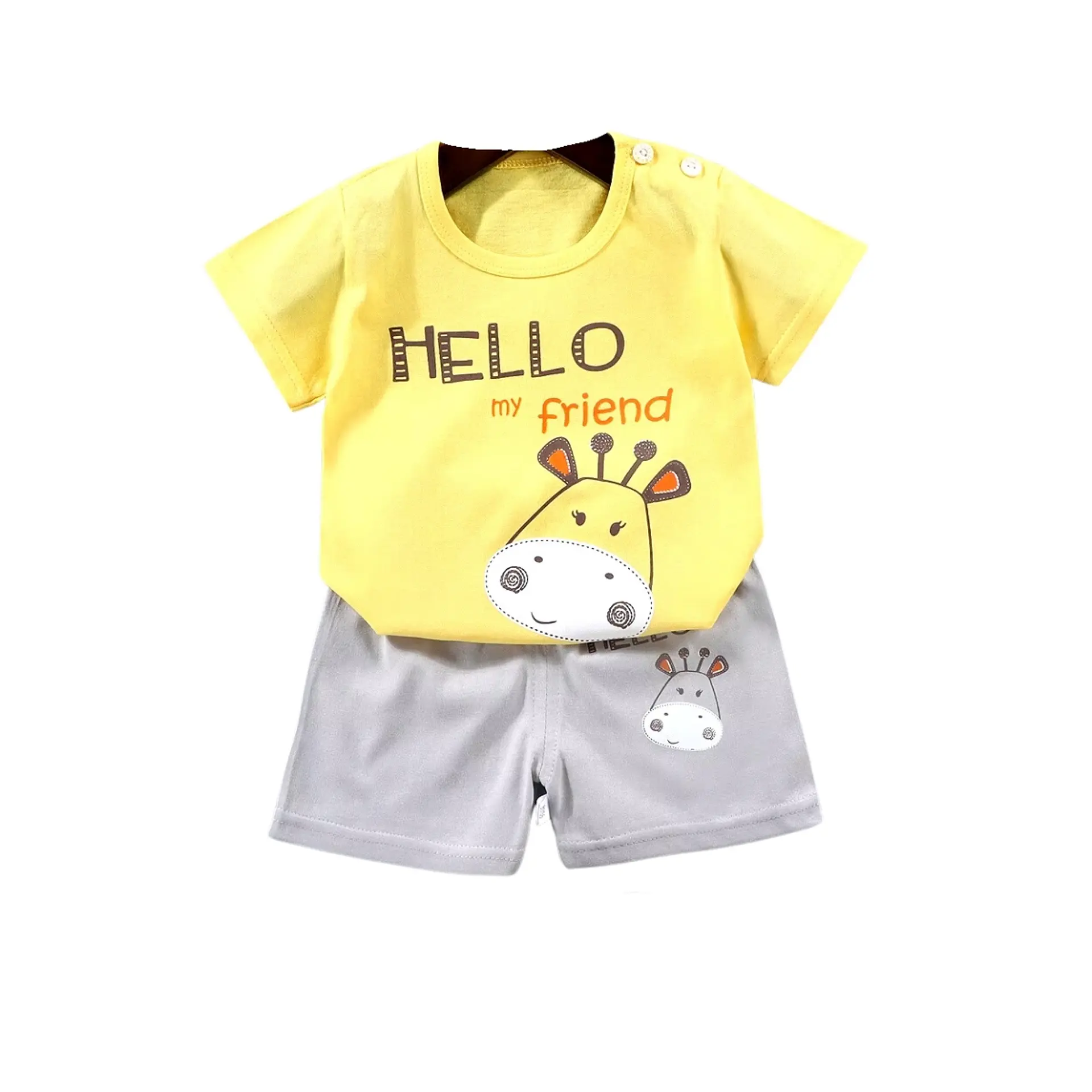 Pijama Niño Algodon Manga Corta Short Hello 2