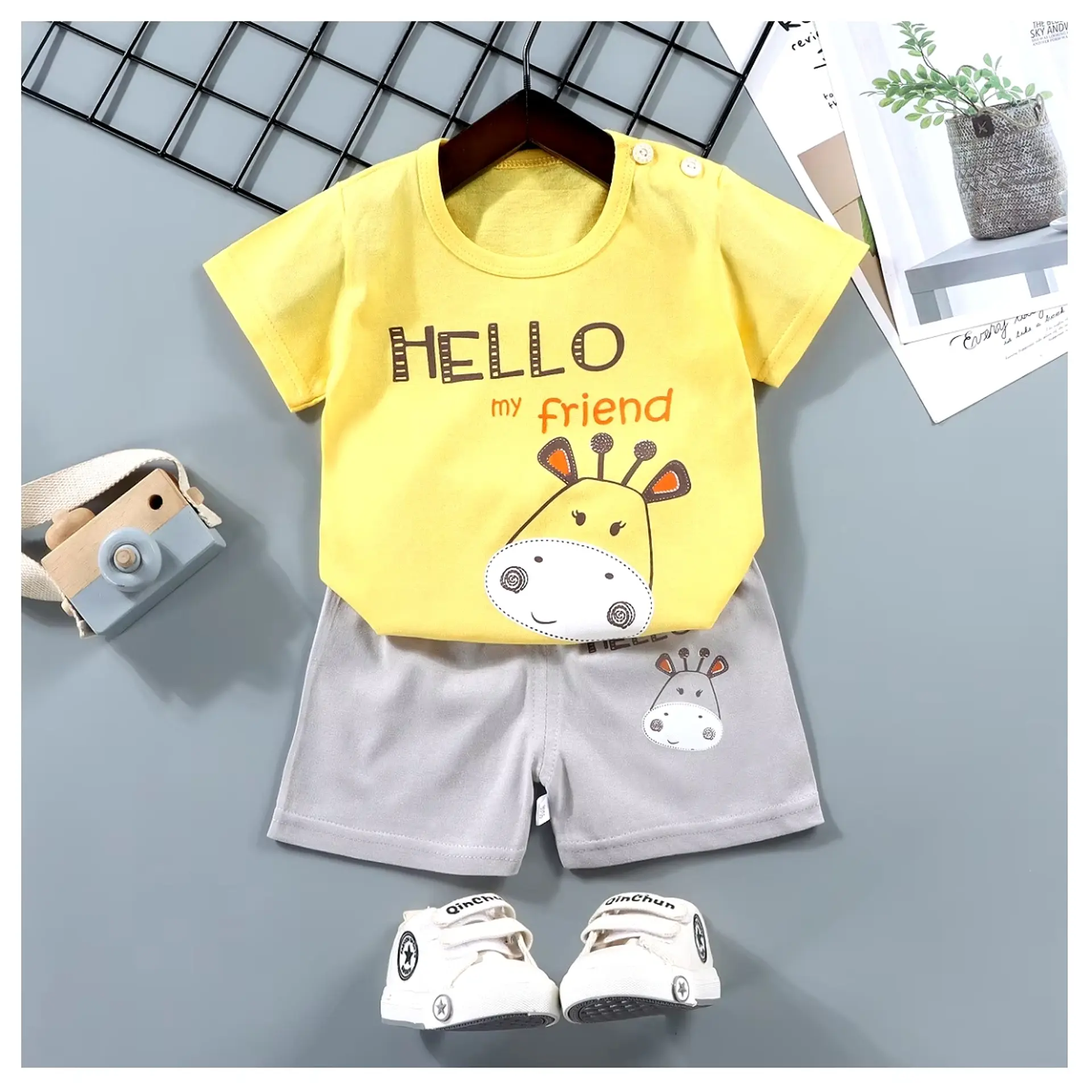 Pijama Niño Algodon Manga Corta Short Hello 1