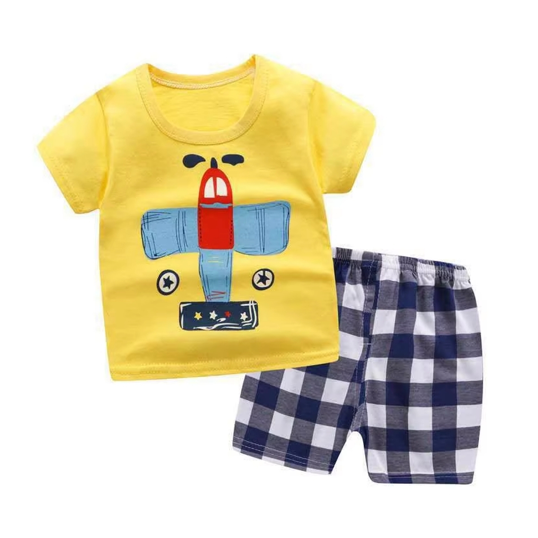 Pijama Niño Algodon Manga Corta Short Avion 1
