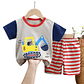 Pijama Niño Algodon Manga Corta Short Bulldozer Azul - Miniatura 2