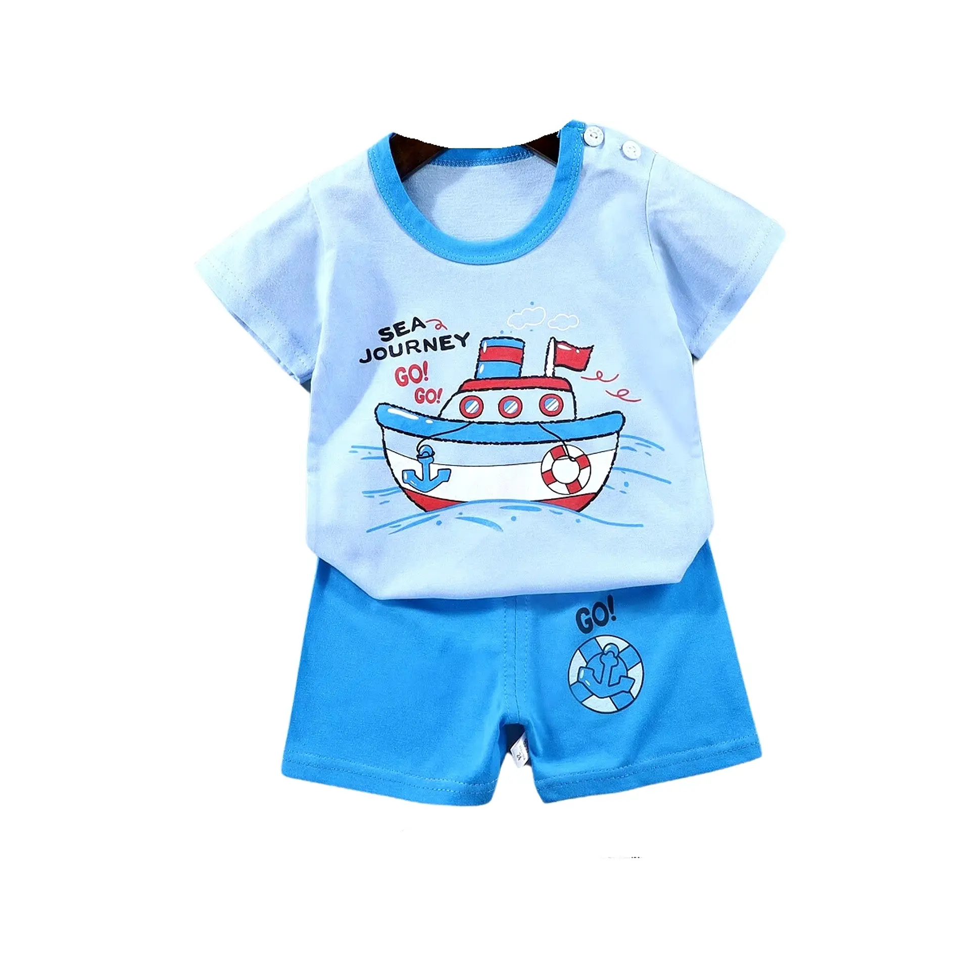 Pijama Niño Algodon Manga Corta Short Go Go Boat 2