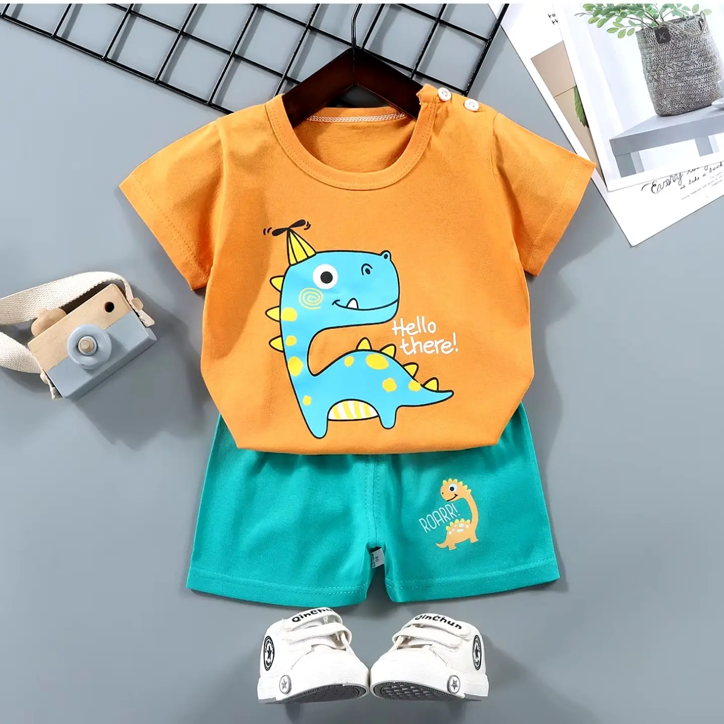 Polera Short Niño Conjunto Algodon Verano Dino Jr 1