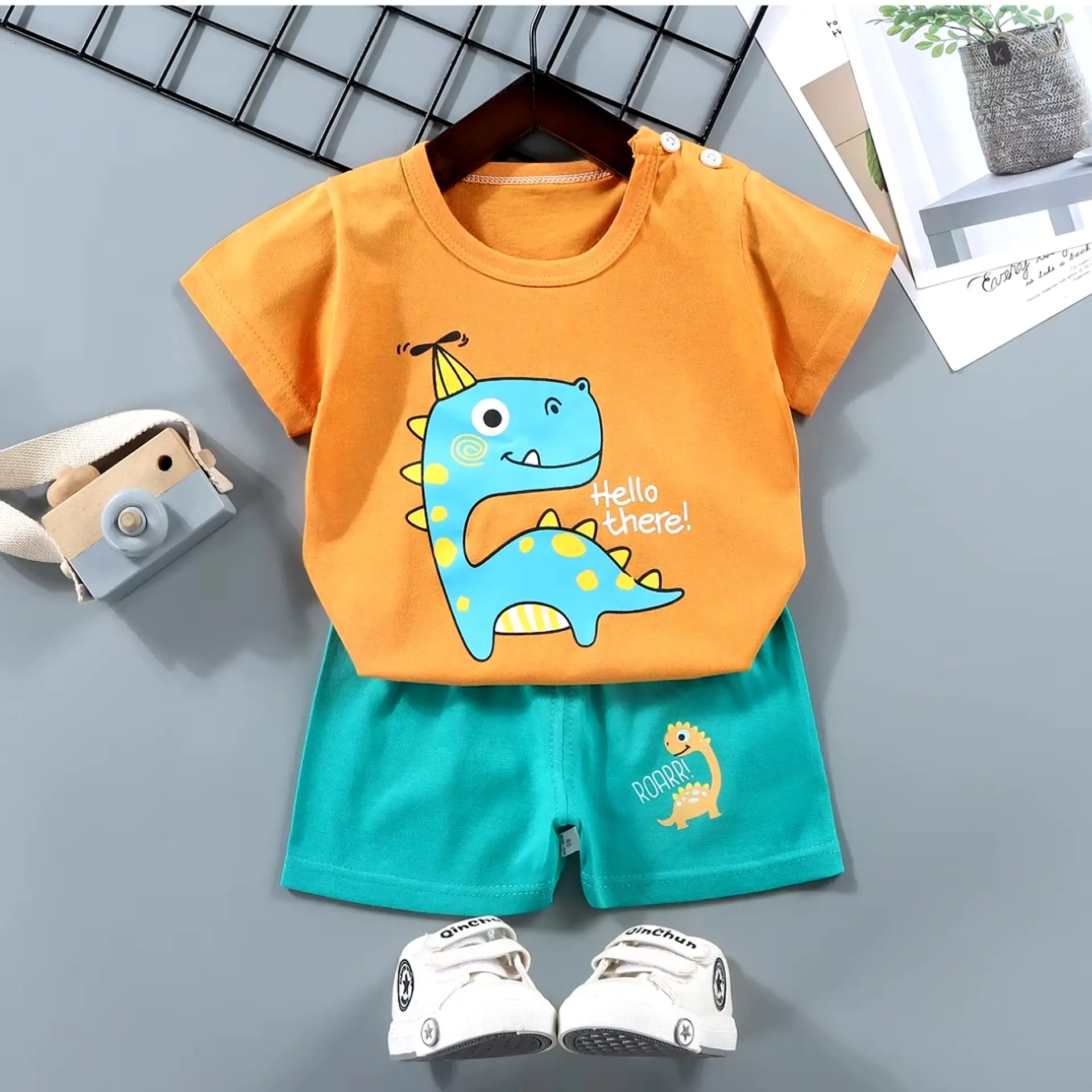 Polera Short Niño Conjunto Algodon Verano Dino Jr 1