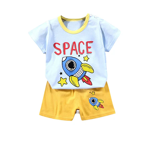 Polera Short Niño Conjunto Algodon Verano Space
