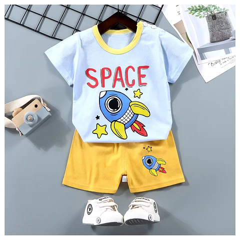 Polera Short Niño Conjunto Algodon Verano Space