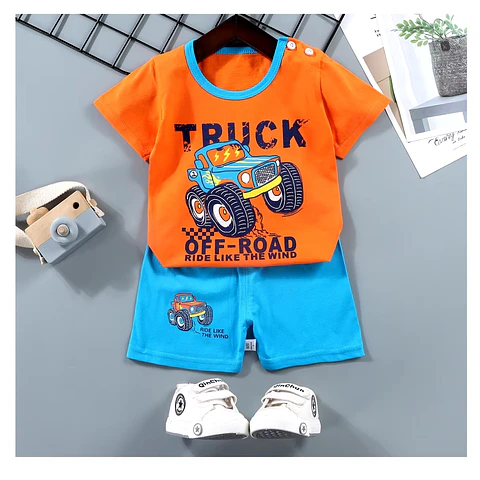 Polera Short Niño Conjunto Algodon Verano Truck