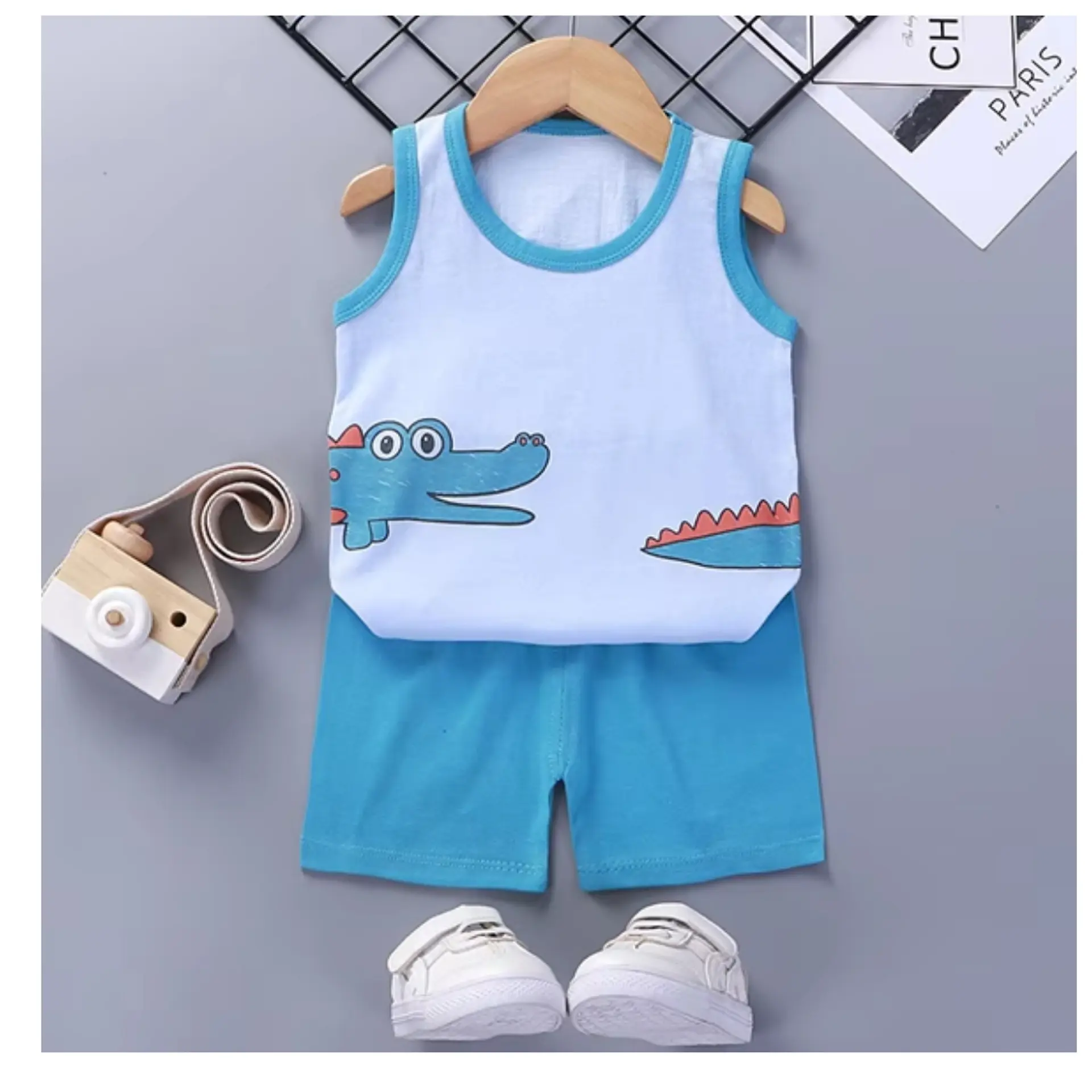 Polera Short Niño Conjunto Algodon Verano Cocodrilo 1