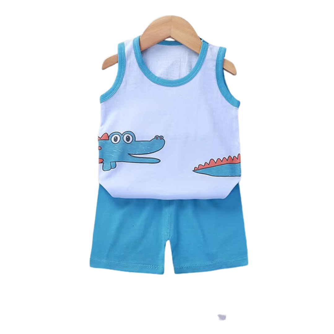 Polera Short Niño Conjunto Algodon Verano Cocodrilo 2