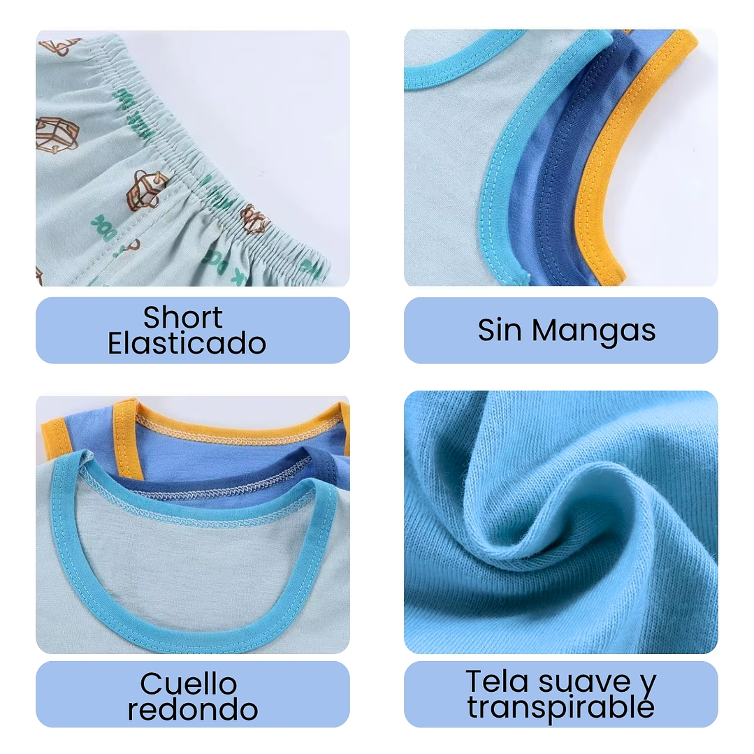 Polera Short Niño Conjunto Algodon Verano Cocodrilo 3